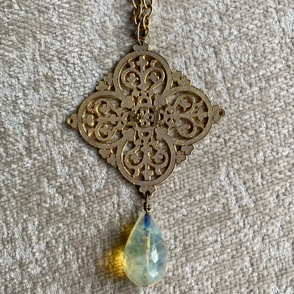 Statement faux gold medallion necklace